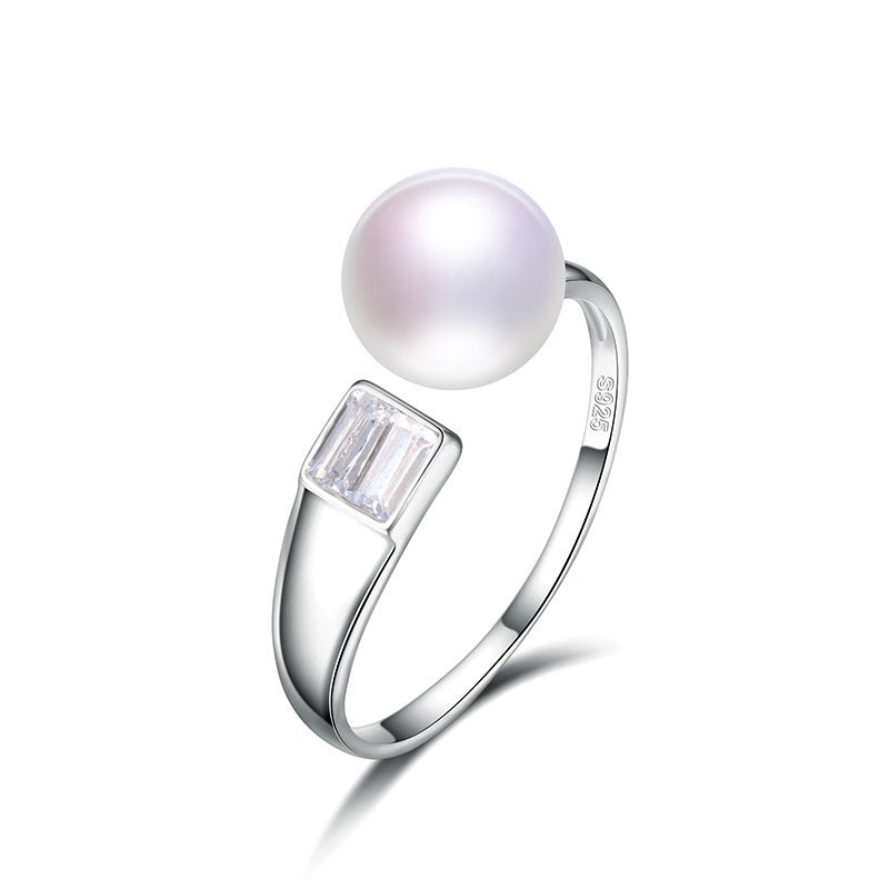 100% original 925 sterling silver pearl resizable rings fine jewelry with AAA zico for office/career christmas gifts