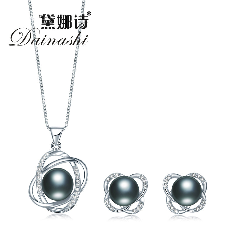 2020 Top Quality Trendy Cross 925 Sterling Silver Jewelry Sets Pendant Necklace & Earring Pearl Pendant Earrings