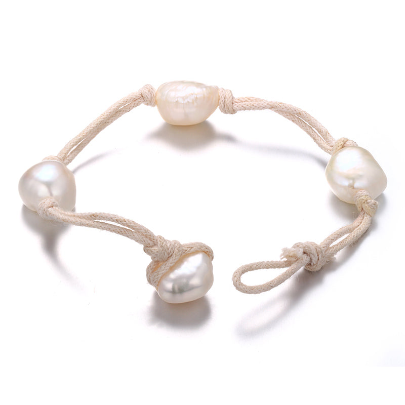 2020 new arrival natural baroque pearl bracelets jewelry chain leather for women Wedding Wristband Jewellery