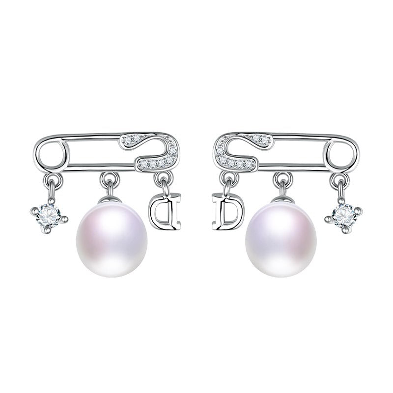 925 Sterling Silver Pearl Stud Earrings Paperclip and Star Pearl Earrings High Quality Jewelry for Women Gift 2020