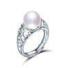 925 Sterling Sliver Hollow Pearl Rings for Women Trendy with 100% Pearls 5 Colors Natural Pearl Rings 925