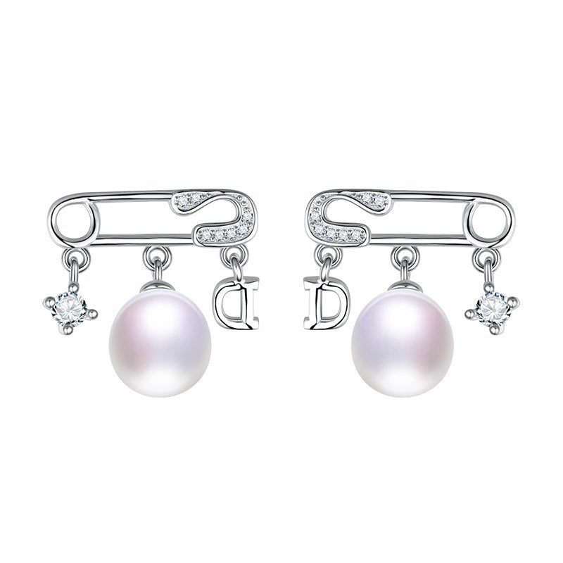 925 sterling silver pearl earrings letter lock and star pearl stud earrings fine jewelry for women engagement gift