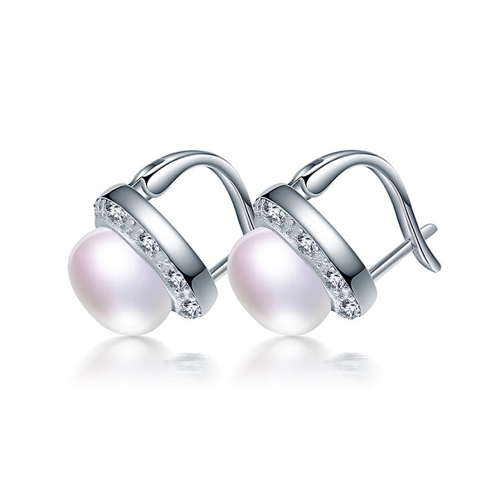 AAAA Top Quality 100% Natural Pearl Stud Earrings For Women Fashion Zircon 925 Sterling Silver Pearl Earring