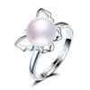 Beautiful Butterfly Pearl Ring Real 925 Sterling Sliver with Trendy Hollow Butterfly Genuine Pearl Ring for Women Girls