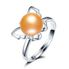 Beautiful Butterfly Pearl Ring Real 925 Sterling Sliver with Trendy Hollow Butterfly Genuine Pearl Ring for Women Girls