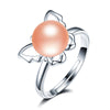 Beautiful Butterfly Pearl Ring Real 925 Sterling Sliver with Trendy Hollow Butterfly Genuine Pearl Ring for Women Girls