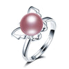 Beautiful Butterfly Pearl Ring Real 925 Sterling Sliver with Trendy Hollow Butterfly Genuine Pearl Ring for Women Girls