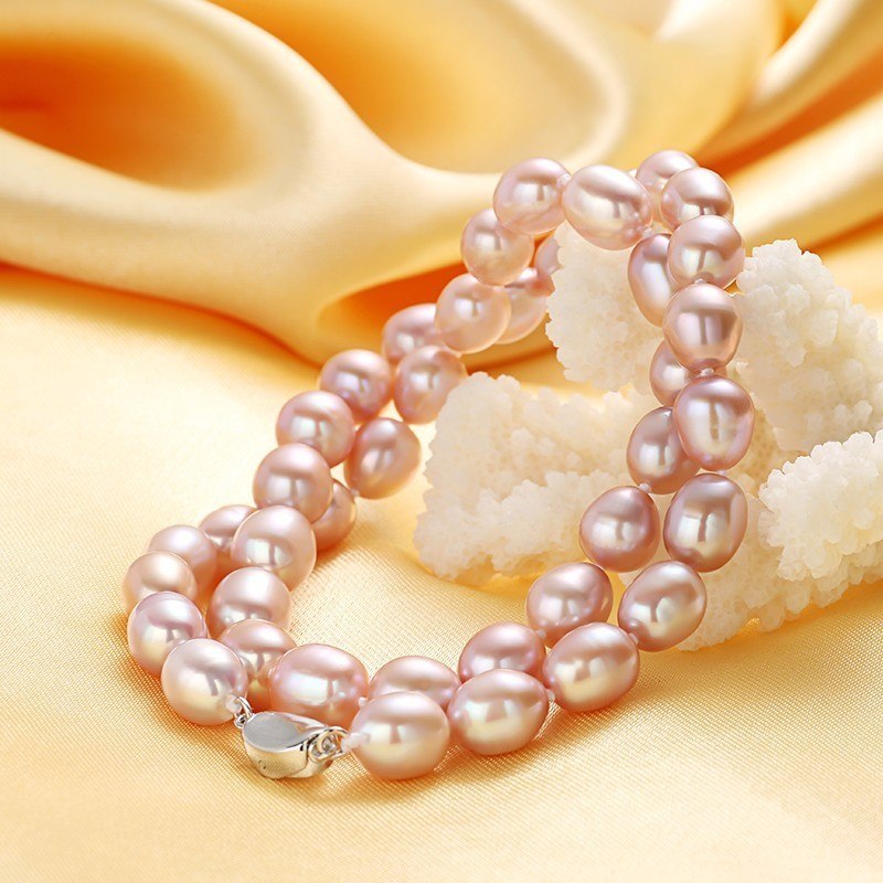 Beautiful Real 925 Sterling Silver Pearl Necklace,Natural Pearl,45cm Length,Fine Jewelry Women Necklace