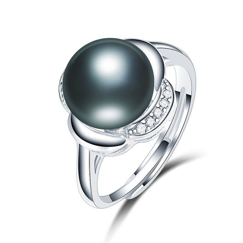 Big Size 10-10.5mm Pearl Ring 100% 925 Sterling Sliver Ring for Women Girl Lover AAAA Top Quality Bread Round Pearl