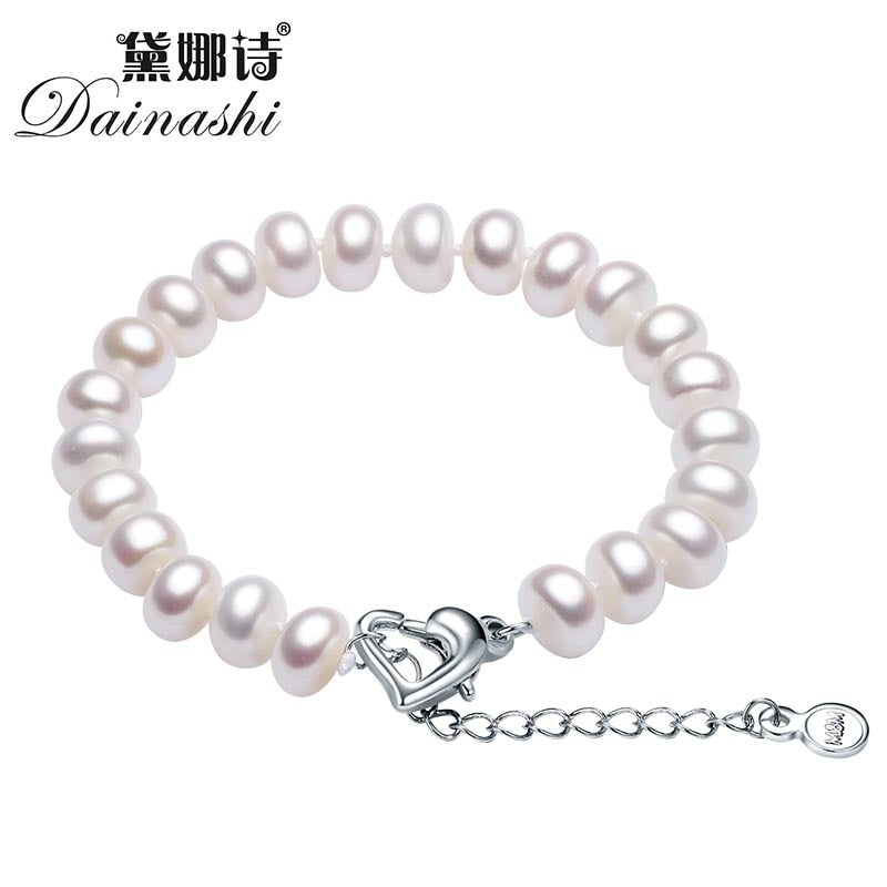 Classic Pearl Charm Bracelet Big Size 9-9.5mm Natural Pearl Fine Jewelry Wedding Bridesmaid Jewelry Gift