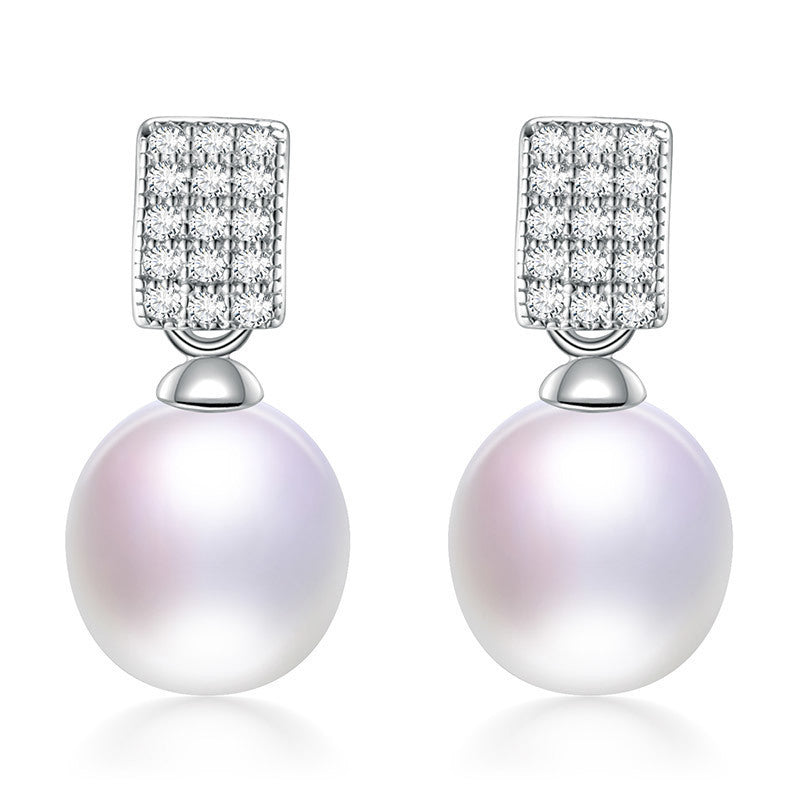 Classic Rectangle Pearl Stud Earring Temperament Real Natural Pearls Stud Earrings Fine Jewelry Earrings for Women 2020