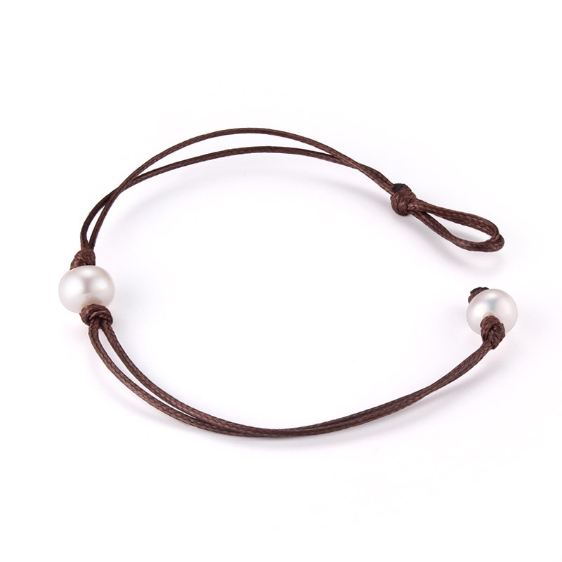 DIY retro Style Brown Leather rope 100% natural fresh water pearl bracelets fine jewelry for women