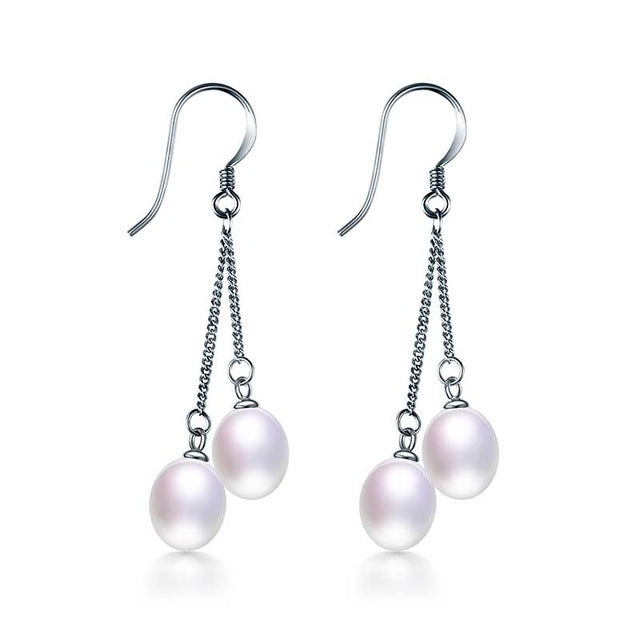 Double Pearl Earrings Teardrop Pearl Earrings 925 Sliver Trendy Dangle Earring Jewelry for Women Wedding