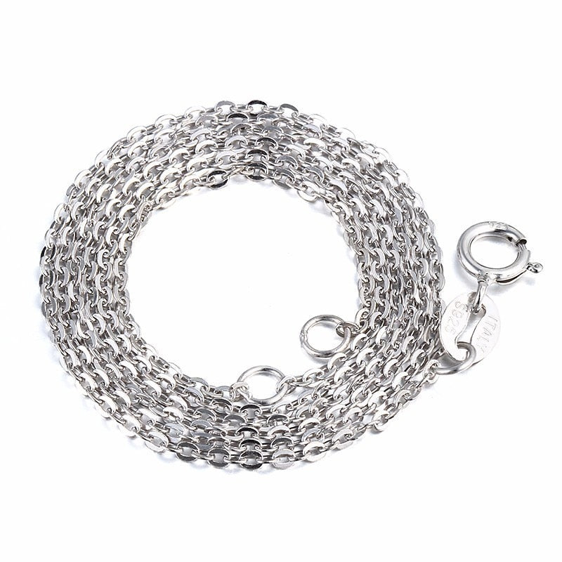 Fashion Solid Silver Women Chains,925 Sterling Silver Necklace,Golden Color, High Quality Anti Allergic,45cm,Gift Box