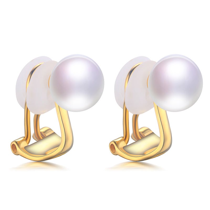 God and Silver Color Pearl Clip Earrings Simple Design 925 Sterling Silver Pearl Earring with Ear Clip for Women 2020