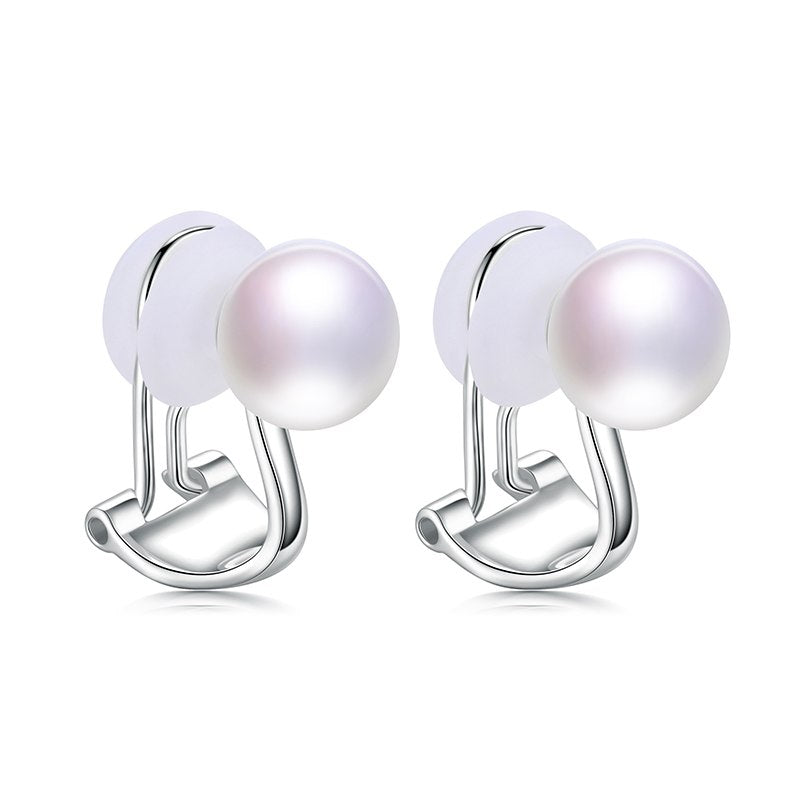 God and Silver Color Pearl Clip Earrings Simple Design 925 Sterling Silver Pearl Earring with Ear Clip for Women 2020