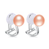 God and Silver Color Pearl Clip Earrings Simple Design 925 Sterling Silver Pearl Earring with Ear Clip for Women 2020
