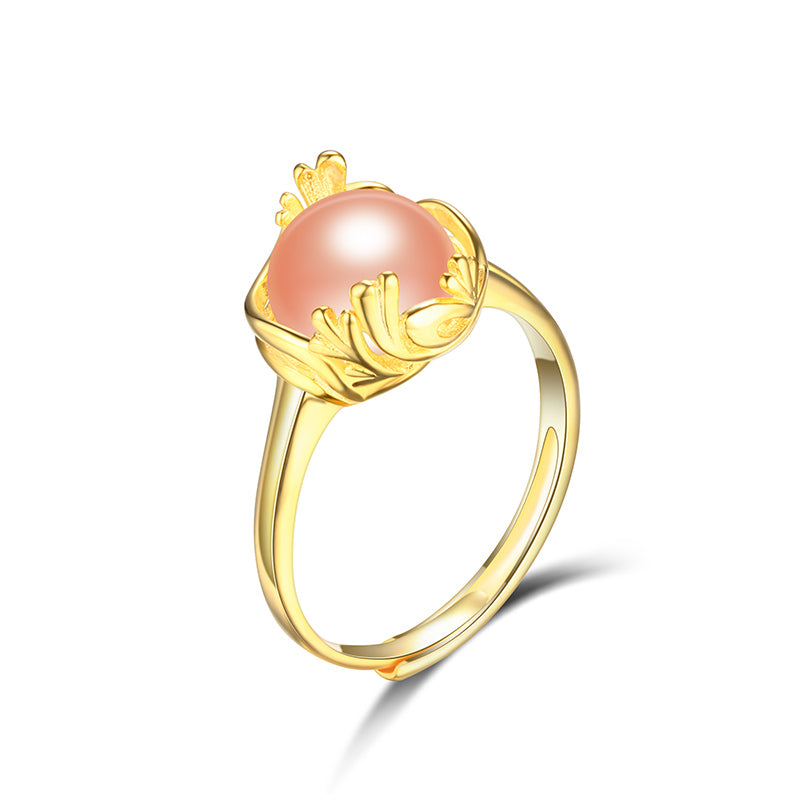 Gold Color Rings Irregular Shape 925 Sterling Silver Real Pearl Adjustable Rings Simple Thin Natural Jewelry For women