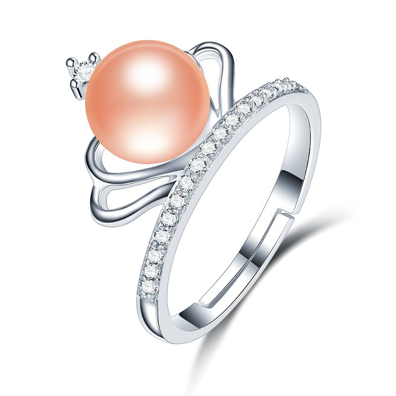 Hight Quality 100% 925 Sterling Sliver Pearl Rings Romantic Crown with Real Pearl Rings for Women Wedding
