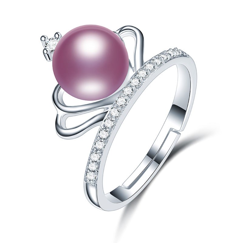 Hight Quality 100% 925 Sterling Sliver Pearl Rings Romantic Crown with Real Pearl Rings for Women Wedding