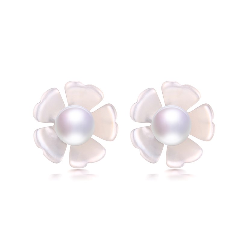 Hot Pearl Stud Earrings Trendy 925 Sterling silver Natural Bread Shape Pearl Stud Earrings Fine Jewelry