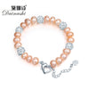 Hot Sale 100% Real Pearl Bracelets for Women Love Buckle with Zircon and Pearl Jewelry Charm Bracelets 2020