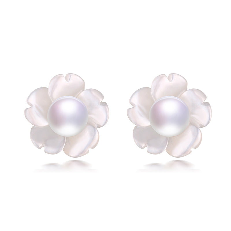 New Arrival 2020 Pearl Stud Earrings Silver 925 Jewelry Bread Round Real Pearl Stud Earrings Trendy Jewellery for Women
