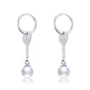 New Trendy Style Key Shape Pearl Drop Earrings 925 Silver High Quality Perfect Round Pearl long Circle Earrings for W