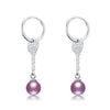 New Trendy Style Key Shape Pearl Drop Earrings 925 Silver High Quality Perfect Round Pearl long Circle Earrings for W