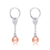 New Trendy Style Key Shape Pearl Drop Earrings 925 Silver High Quality Perfect Round Pearl long Circle Earrings for W