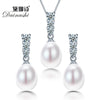 New arrival bridal women geometric natural pearl jewelry set with 925 sterling silver high quality jewelry