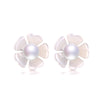 Peach Blossom Shell Pearl Earring 925 Sterling Sliver Real Natural Pearl Stud Earrings Jewelry for Women