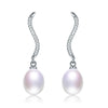 Real Pearl Drop Earrings For Women 925 Sterling Silver Anti allergy Earrings with AAA Zircon Drop WaterPearl