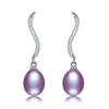 Real Pearl Drop Earrings For Women 925 Sterling Silver Anti allergy Earrings with AAA Zircon Drop WaterPearl
