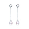 Round Design Pearl Drop Earrings 925 Sterling Silver Natural Pearl Long Earrings AAA Zircon Box Packaging Fine Jewelry