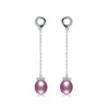Round Design Pearl Drop Earrings 925 Sterling Silver Natural Pearl Long Earrings AAA Zircon Box Packaging Fine Jewelry