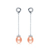Round Design Pearl Drop Earrings 925 Sterling Silver Natural Pearl Long Earrings AAA Zircon Box Packaging Fine Jewelry