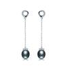 Round Design Pearl Drop Earrings 925 Sterling Silver Natural Pearl Long Earrings AAA Zircon Box Packaging Fine Jewelry