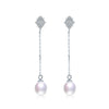 Simple fashion low-key luxury design style 925 sterling silver pearl long earrings with AAA Zircon fine jewelry