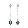 Simple fashion low-key luxury design style 925 sterling silver pearl long earrings with AAA Zircon fine jewelry