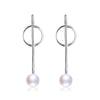 Simple unique vogue 100% 925 sterling silver natural real pearl drop long earrings fine jewelry for office women