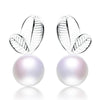 Sliver Leaf Shape Pearl Stud Earring Trandy and Lovely 925 Sterling Silver Pearl Stud Earring High Quality Brand Pearl