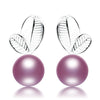 Sliver Leaf Shape Pearl Stud Earring Trandy and Lovely 925 Sterling Silver Pearl Stud Earring High Quality Brand Pearl