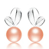 Sliver Leaf Shape Pearl Stud Earring Trandy and Lovely 925 Sterling Silver Pearl Stud Earring High Quality Brand Pearl