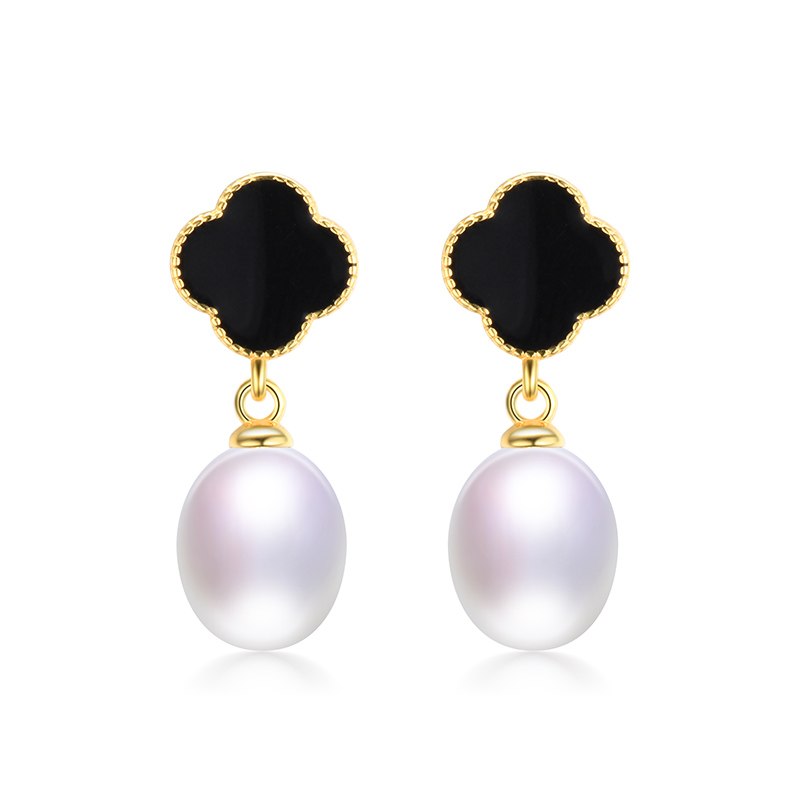Standard Beautiful Pearl Earrings The New Four-leaf Clover Pearl Earrings Silver 925 Jewelry Simple Earrings for Women