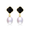 Standard Beautiful Pearl Earrings The New Four-leaf Clover Pearl Earrings Silver 925 Jewelry Simple Earrings for Women