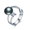 Tendy Design Pearl Rings the Cross and the Moon 925 Sterling Silver 100% Real Pearl Adjustable Rings Jewelry for Women