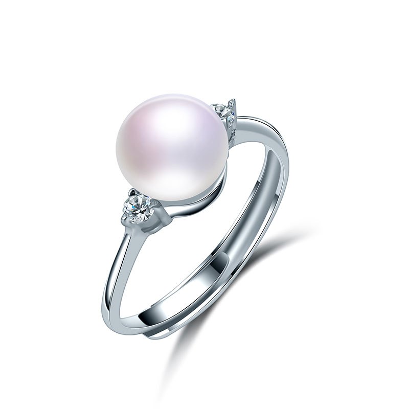 Trendy Pearl Rings 100% Pearl Ring for Women 925 Sterling Silver Rings Pearl Jewelry for Women Wedding Gift