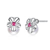 Trendy Small Flower Pearl Stud Earring 925 Sterling Silver Stud Pearl Earrings for Women Fine Jewelry  2020