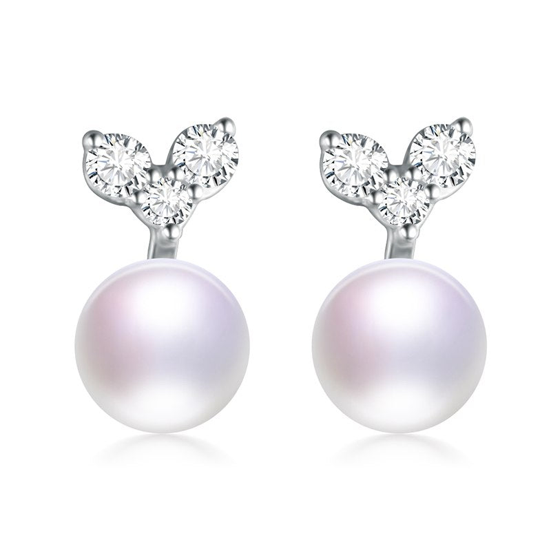 bean sprouts shape classic 925 sterling silver pearl dangle earrings with AAA zico fine jewelry for women engagement